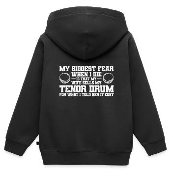 Tenor Schlagzeuger | Tenortrommel Band Geschenk - Kinder Premium Organic Zip Hoodie - Schwarz - Hinten - AI Model Kid Male (0cm)