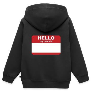 Namensschild Namen Personalisieren Geschenk - Kinder Premium Organic Zip Hoodie - Schwarz - Hinten - AI Model Kid Male (0cm)