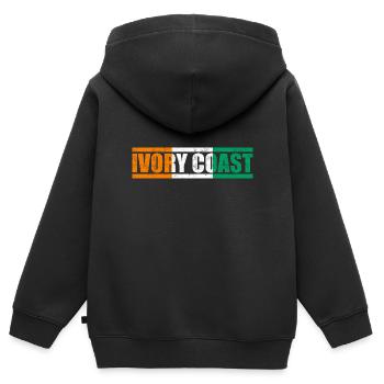 Côte d’Ivoire - Sweat Premium à capuche zippé enfant bio - noir - Dos - AI Model Kid Male (0cm)