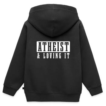Atheismus Sprüche | Atheisten Atheist Geschenkidee - Kinder Premium Organic Zip Hoodie - Schwarz - Hinten - AI Model Kid Male (0cm)