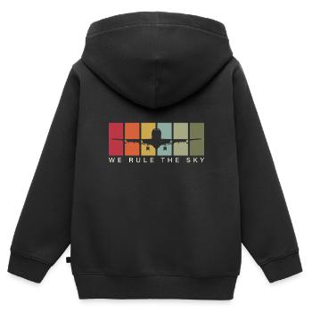 Wir beherrschen den Himmel Fluglotse Vintage - Kinder Premium Organic Zip Hoodie - Schwarz - Hinten - AI Model Kid Male (0cm)