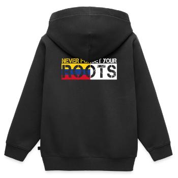 never forget your roots love Kolumbien - Kinder Premium Organic Zip Hoodie - Schwarz - Hinten - AI Model Kid Male (0cm)