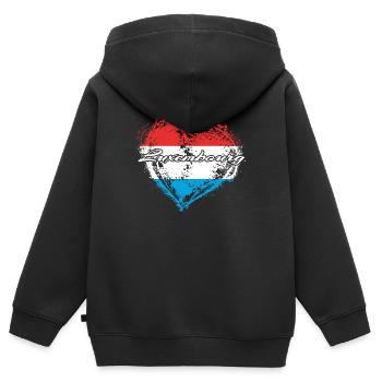 PAYS CADEAU ROOTS AMOUR Luxembourg - Sweat Premium à capuche zippé enfant bio - noir - Dos - AI Model Kid Male (0cm)