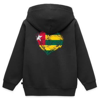 PAYS CADEAU ROOTS AMOUR Togo - Sweat Premium à capuche zippé enfant bio - noir - Dos - AI Model Kid Male (0cm)