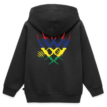 Claw griffe worn fissures x maison fier Mauritiu - Sweat Premium à capuche zippé enfant bio - noir - Dos - AI Model Kid Male (0cm)