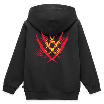 Claw Klaue worn risse riss x heimat stolz Kirgisis - Kinder Premium Organic Zip Hoodie - Schwarz - Hinten - AI Model Kid Male (0cm)