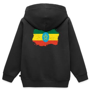 Roots Roots drapeau pays d'origine Ethiopie Png - Sweat Premium à capuche zippé enfant bio - noir - Dos - AI Model Kid Male (0cm)