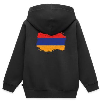 Roots patrie de drapeau Arménie Png - Sweat Premium à capuche zippé enfant bio - noir - Dos - AI Model Kid Male (0cm)