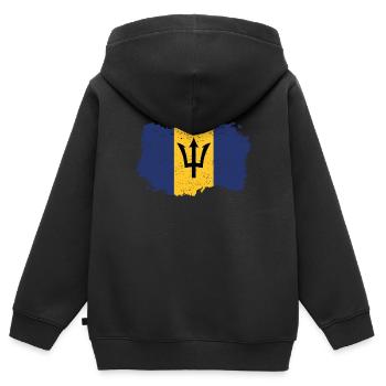 Drapeau Roots Roots natif de la Barbade .png - Sweat Premium à capuche zippé enfant bio - noir - Dos - AI Model Kid Male (0cm)