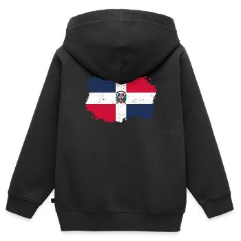 indigène Drapeau Roots Roots Re dominicaine - Sweat Premium à capuche zippé enfant bio - noir - Dos - AI Model Kid Male (0cm)