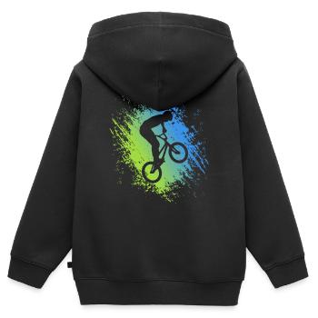BMX Bike Stunt Bike Freestyle BMX Rider - Sweat Premium à capuche zippé enfant bio - noir - Dos - AI Model Kid Male (0cm)