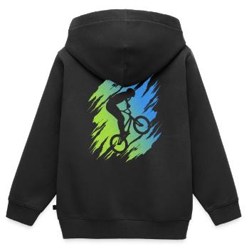BMX Fahrer Freestyle Rad Stunt BMX Fahrrad - Kinder Premium Organic Zip Hoodie - Schwarz - Hinten - AI Model Kid Male (0cm)