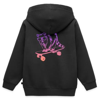Skater Waschbär Skateboard Tricks Skateboarding - Kinder Premium Organic Zip Hoodie - Schwarz - Hinten - AI Model Kid Male (0cm)