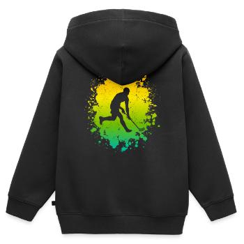 Floorball Player Floorball Floorball Player - Kids Premium Organic Zip-up Hoodie - black - Back - AI Model Kid Male (0cm)