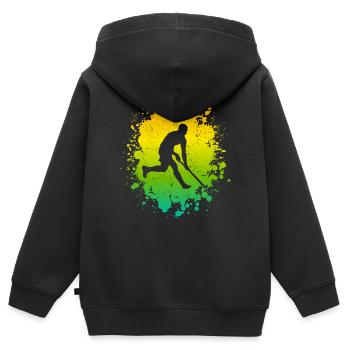 Field Hockey Players Young Hockey - Kids Premium Organic Zip-up Hoodie - black - Back - AI Model Kid Male (0cm)