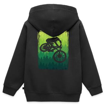 Mountainbike Fahrrad Biker Mountain Biking - Kinder Premium Organic Zip Hoodie - Schwarz - Hinten - AI Model Kid Male (0cm)