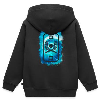 Floorball Game Graphics Floorballer Floorball - Sweat Premium à capuche zippé enfant bio - noir - Dos - AI Model Kid Male (0cm)