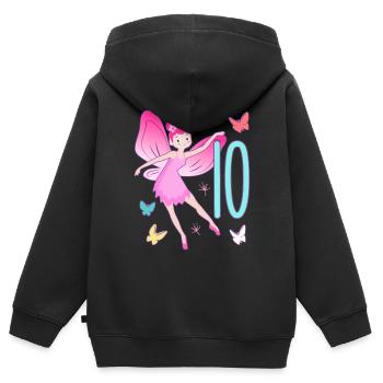 Fée 10ème anniversaire fille 10 ans Petites Fées - Sweat Premium à capuche zippé enfant bio - noir - Dos - AI Model Kid Male (0cm)