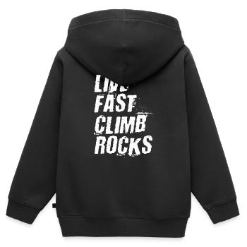 Klettern lustig Kletterer Bouldern Berge Climbing - Kinder Premium Organic Zip Hoodie - Schwarz - Hinten - AI Model Kid Male (0cm)