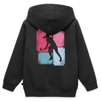 Hockeyspielerin Feldhockey Spielerin Damen Hockey - Kinder Premium Organic Zip Hoodie - Schwarz - Hinten - AI Model Kid Male (0cm)