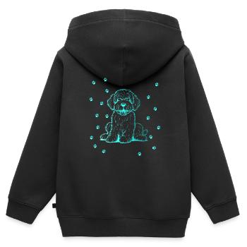 Portuguese Water Dog mit kleinen Pfoten - Kinder Premium Organic Zip Hoodie - Schwarz - Hinten - AI Model Kid Male (0cm)