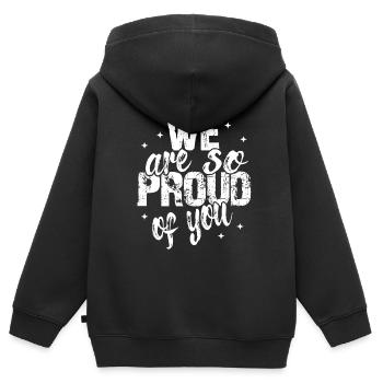 We are so proud of youSpruch Anerkennung - Kinder Premium Organic Zip Hoodie - Schwarz - Hinten - AI Model Kid Male (0cm)