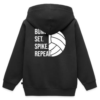 Bump Set Spike Repeat Volley-ball - Sweat Premium à capuche zippé enfant bio - noir - Dos - AI Model Kid Male (0cm)
