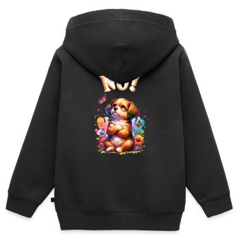 Hund Lustiger Spruch Nö! für Hundeliebhaber - Kinder Premium Organic Zip Hoodie - Schwarz - Hinten - AI Model Kid Male (0cm)