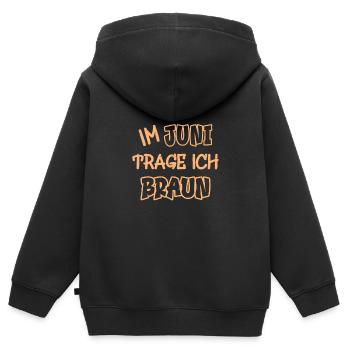 Im Juni trage ich braun Spruch Farbe braun - Kinder Premium Organic Zip Hoodie - Schwarz - Hinten - AI Model Kid Male (0cm)