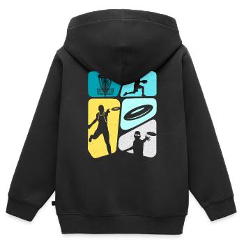 Disc Golf Sports Flying Disc Golfer Garçons - Sweat Premium à capuche zippé enfant bio - noir - Dos - AI Model Kid Male (0cm)