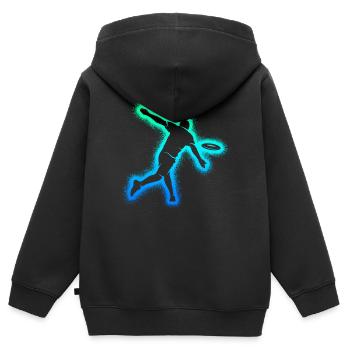 Disc Golf Kinder Männer Jungen Discgolfer - Kinder Premium Organic Zip Hoodie - Schwarz - Hinten - AI Model Kid Male (0cm)