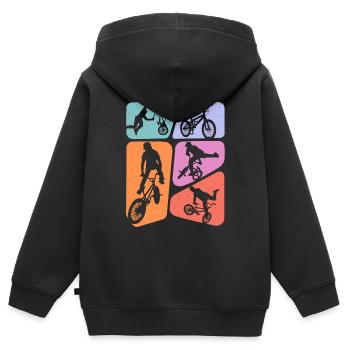 BMX Cascades Vélo Tricks Filles Vélo BMX Enfants - Sweat Premium à capuche zippé enfant bio - noir - Dos - AI Model Kid Male (0cm)