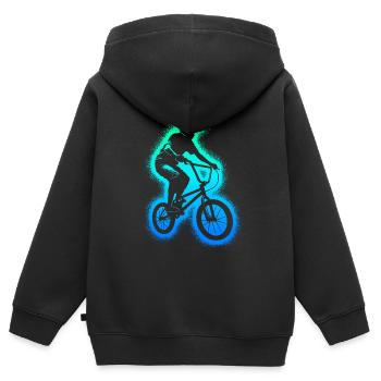 BMX Bike Stunts Homme Garçons Vélo BMX Enfants - Sweat Premium à capuche zippé enfant bio - noir - Dos - AI Model Kid Male (0cm)