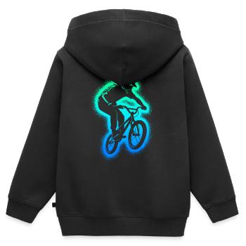 BMX Bike Stunt Vélo Homme BMX Garçons - Sweat Premium à capuche zippé enfant bio - noir - Dos - AI Model Kid Male (0cm)