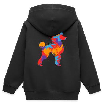 Pudel Bunt Liebhaber Hunde Liebhaber Hund Pudel - Kinder Premium Organic Zip Hoodie - Schwarz - Hinten - AI Model Kid Male (0cm)