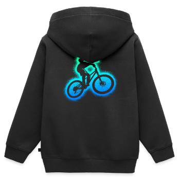 VTT VTT Biker Enfants Garçons Vélo de montagne - Sweat Premium à capuche zippé enfant bio - noir - Dos - AI Model Kid Male (0cm)