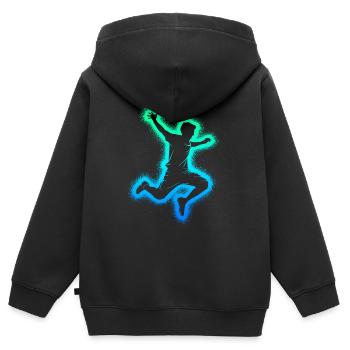 Parkour Running Freerunning Freerunner Garçons - Sweat Premium à capuche zippé enfant bio - noir - Dos - AI Model Kid Male (0cm)