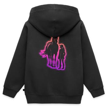 Pferd reiten Reiter Reiterin Frauen Mädchen Pferde - Kinder Premium Organic Zip Hoodie - Schwarz - Hinten - AI Model Kid Male (0cm)