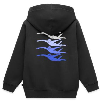 Schwimmen Schwimmsport Schwimm Schwimmer Jungen - Kinder Premium Organic Zip Hoodie - Schwarz - Hinten - AI Model Kid Male (0cm)