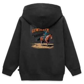 Nicht gewinnen. Reiterspruch Pferde Westernreiten - Kinder Premium Organic Zip Hoodie - Schwarz - Hinten - AI Model Kid Male (0cm)
