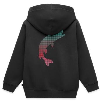 Hecht Angeln verpixelt Hechte Fischen Angler - Kinder Premium Organic Zip Hoodie - Schwarz - Hinten - AI Model Kid Male (0cm)