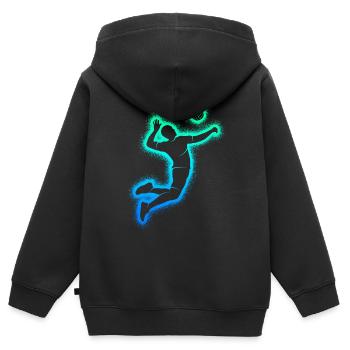 Volley-ball Joueurs de volley-ball Joueurs de volley-ball Garçons - Sweat Premium à capuche zippé enfant bio - noir - Dos - AI Model Kid Male (0cm)