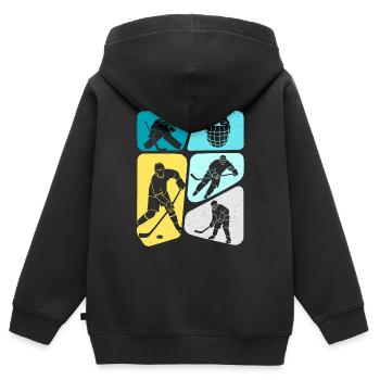 Joueurs de hockey sur glace Enfants Garçons Joueurs de hockey sur glace - Sweat Premium à capuche zippé enfant bio - noir - Dos - AI Model Kid Male (0cm)