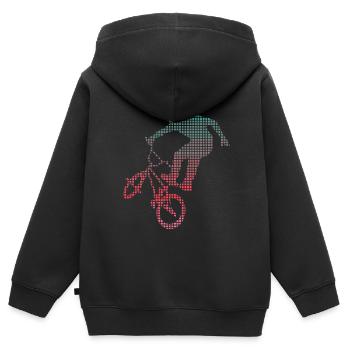 BMX Cascades Bike Tricks Vélo pixelisé BMX - Sweat Premium à capuche zippé enfant bio - noir - Dos - AI Model Kid Male (0cm)