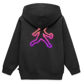 Joueur de tennis Femmes Enfants Tennis Filles - Sweat Premium à capuche zippé enfant bio - noir - Dos - AI Model Kid Male (0cm)