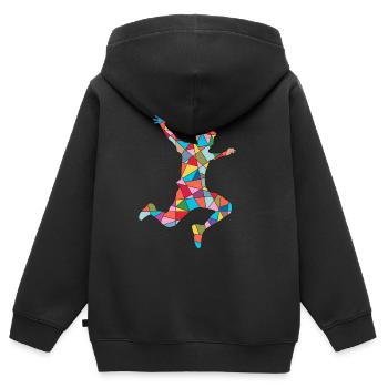Parkour Running Freerunning Freerunner coloré - Sweat Premium à capuche zippé enfant bio - noir - Dos - AI Model Kid Male (0cm)