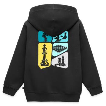 Chess Pieces Chess Set Boys Children Chess - Kids Premium Organic Zip-up Hoodie - black - Back - AI Model Kid Male (0cm)