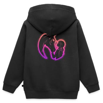 Pferd reiten Reiterin Reitsport Frauen Pferde - Kinder Premium Organic Zip Hoodie - Schwarz - Hinten - AI Model Kid Male (0cm)