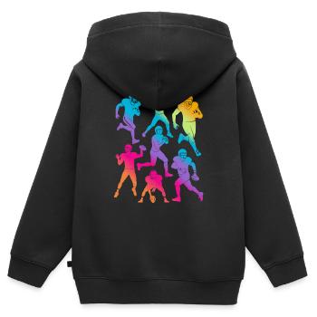 Football américain Sports Garçons Enfants Football - Sweat Premium à capuche zippé enfant bio - noir - Dos - AI Model Kid Male (0cm)