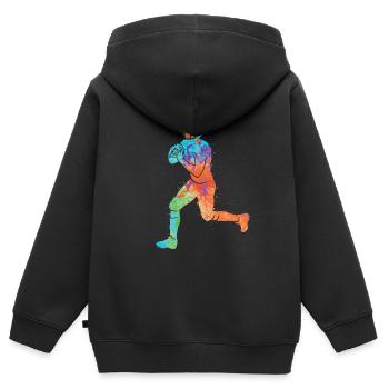 Football américain Sports Garçons Football Enfants - Sweat Premium à capuche zippé enfant bio - noir - Dos - AI Model Kid Male (0cm)
